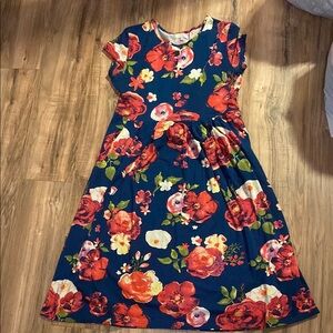 Floral Dress in Blue and Red